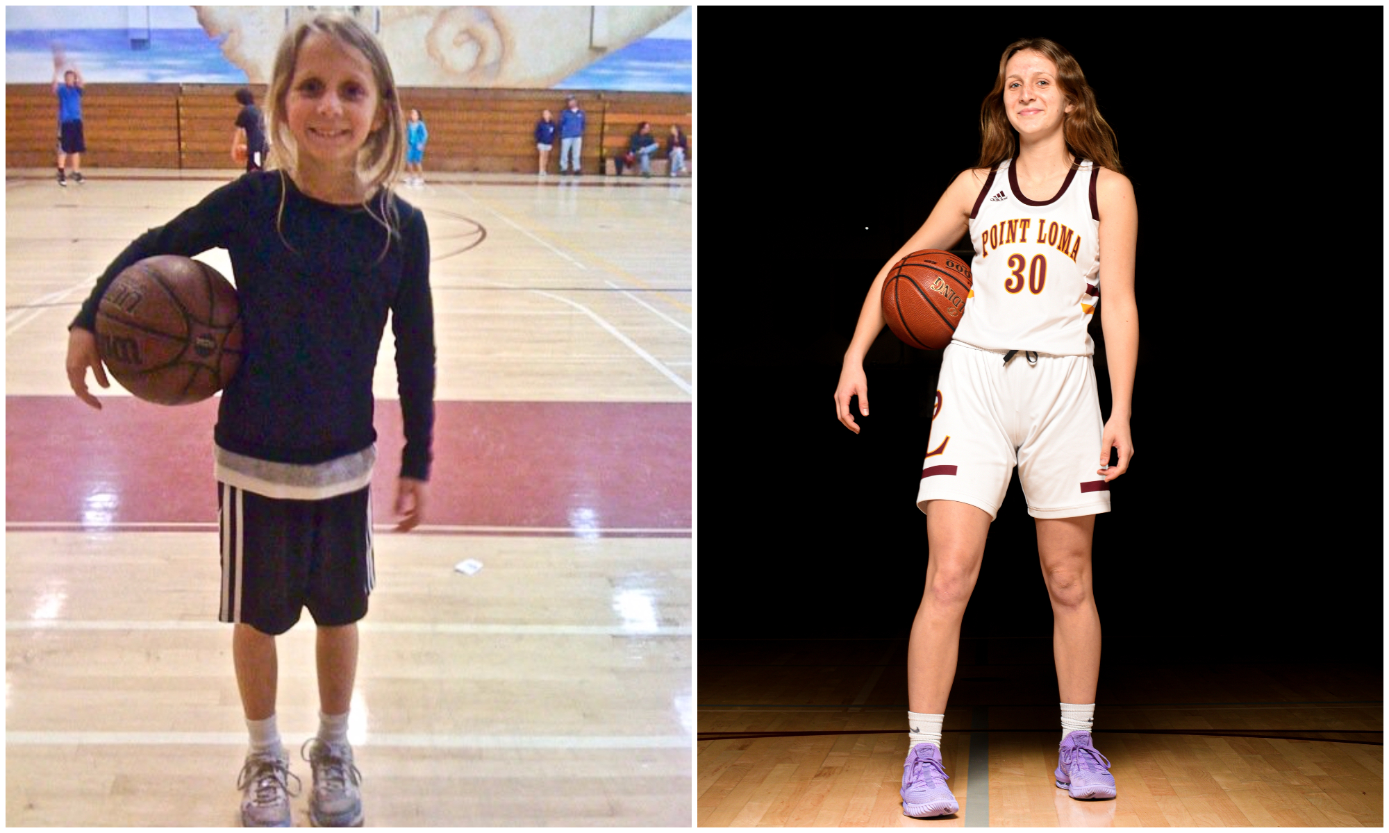 Sadie with basketball — a decade of growth